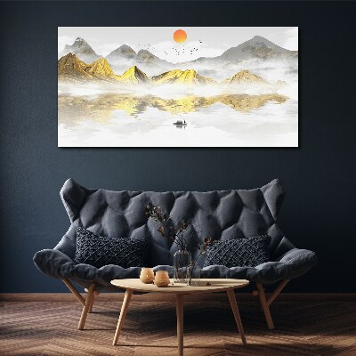 Bild auf leinwand Goldene Berge im Morgenlicht