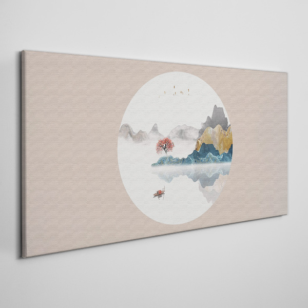 Wandbild Eine friedliche Landschaft im Kreis