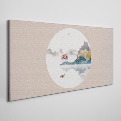 Wandbild Eine friedliche Landschaft im Kreis