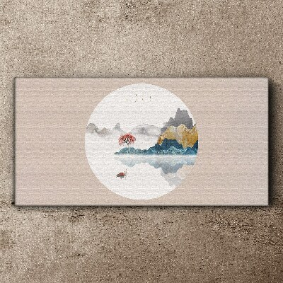 Wandbild Eine friedliche Landschaft im Kreis