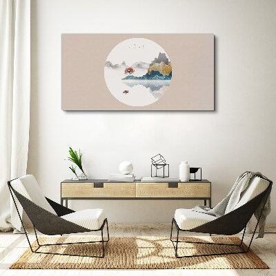 Wandbild Eine friedliche Landschaft im Kreis