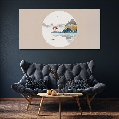 Wandbild Eine friedliche Landschaft im Kreis