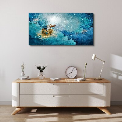 Foto auf leinwand Ein eingesperrter Vogel gegen den Himmel