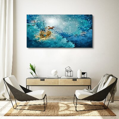 Foto auf leinwand Ein eingesperrter Vogel gegen den Himmel
