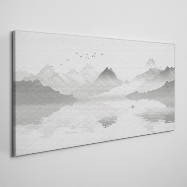 Bild auf leinwand Eine friedliche Berglandschaft in Monochrom