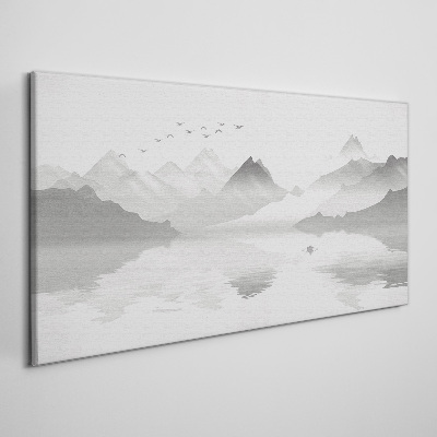 Bild auf leinwand Eine friedliche Berglandschaft in Monochrom