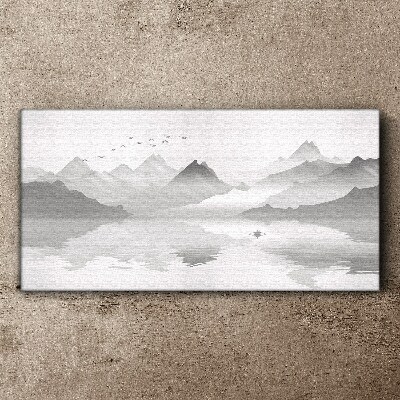 Bild auf leinwand Eine friedliche Berglandschaft in Monochrom