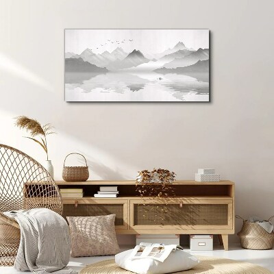 Bild auf leinwand Eine friedliche Berglandschaft in Monochrom