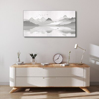 Bild auf leinwand Eine friedliche Berglandschaft in Monochrom