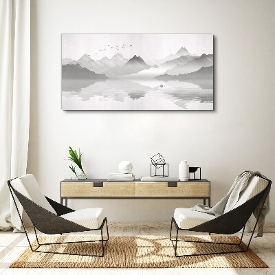 Bild auf leinwand Eine friedliche Berglandschaft in Monochrom