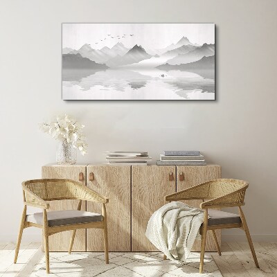 Bild auf leinwand Eine friedliche Berglandschaft in Monochrom