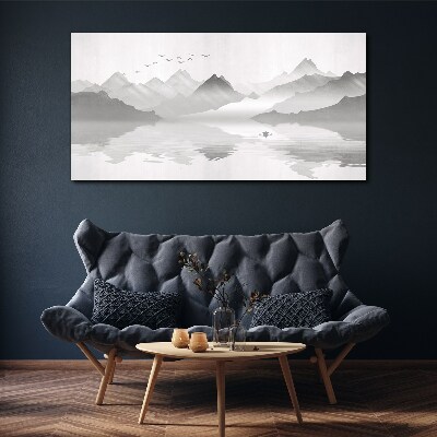 Bild auf leinwand Eine friedliche Berglandschaft in Monochrom