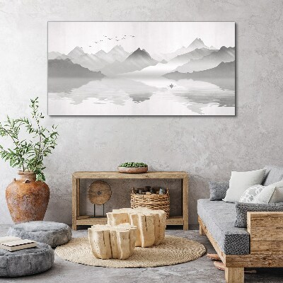 Bild auf leinwand Eine friedliche Berglandschaft in Monochrom