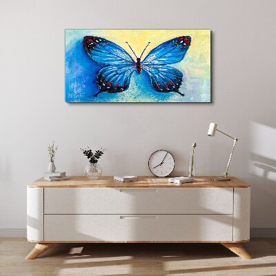 Foto auf leinwand Blauer Schmetterling auf abstraktem Hintergrund