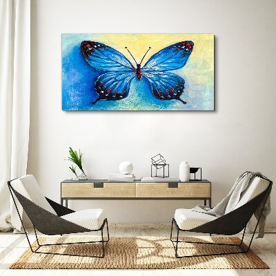 Foto auf leinwand Blauer Schmetterling auf abstraktem Hintergrund