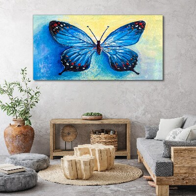 Foto auf leinwand Blauer Schmetterling auf abstraktem Hintergrund