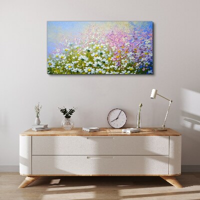 Wandbild Blumenlandschaft in Pastellfarben