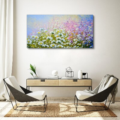 Wandbild Blumenlandschaft in Pastellfarben