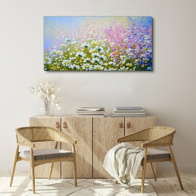 Wandbild Blumenlandschaft in Pastellfarben