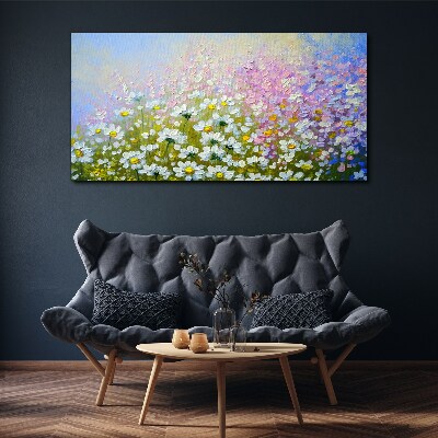 Wandbild Blumenlandschaft in Pastellfarben