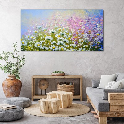 Wandbild Blumenlandschaft in Pastellfarben