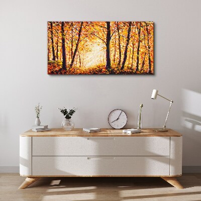 Leinwandbild Goldener Herbst im Wald