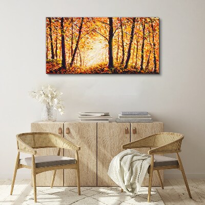 Leinwandbild Goldener Herbst im Wald