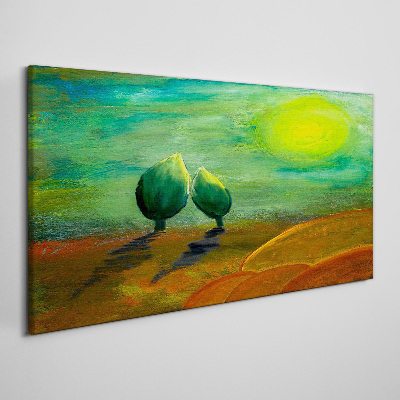 Foto auf leinwand Grüne Bäume im Sonnenlicht