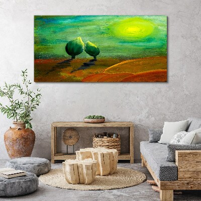 Foto auf leinwand Grüne Bäume im Sonnenlicht