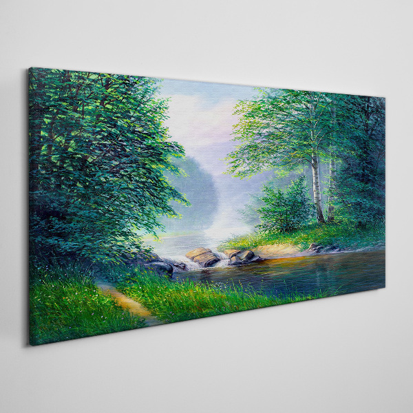 Foto auf leinwand Eine friedliche Landschaft am Fluss