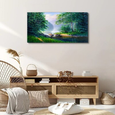 Foto auf leinwand Eine friedliche Landschaft am Fluss