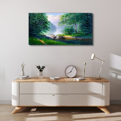 Foto auf leinwand Eine friedliche Landschaft am Fluss