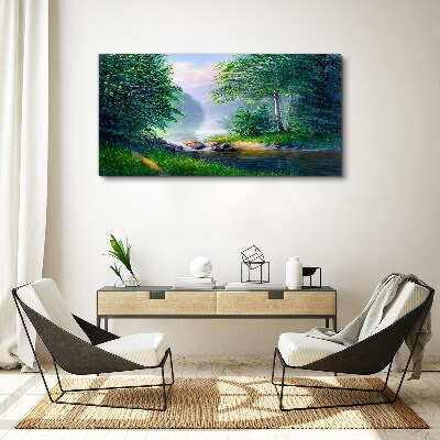 Foto auf leinwand Eine friedliche Landschaft am Fluss