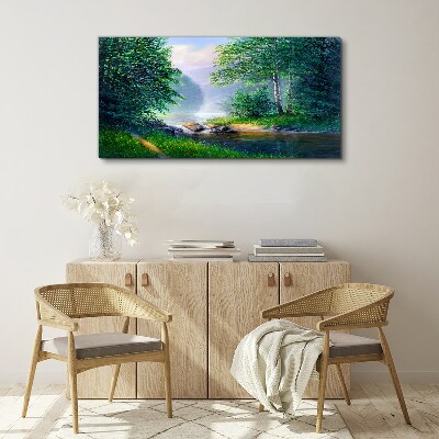 Foto auf leinwand Eine friedliche Landschaft am Fluss