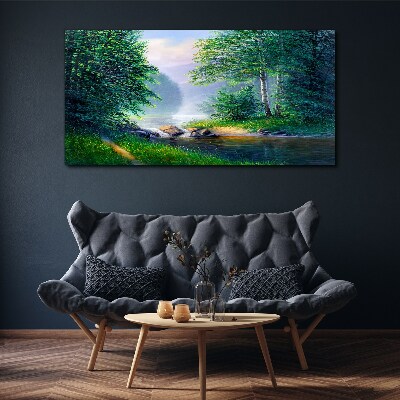 Foto auf leinwand Eine friedliche Landschaft am Fluss