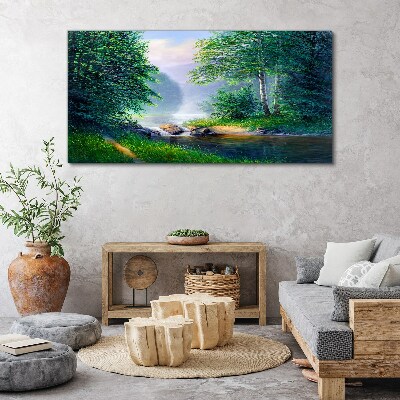 Foto auf leinwand Eine friedliche Landschaft am Fluss
