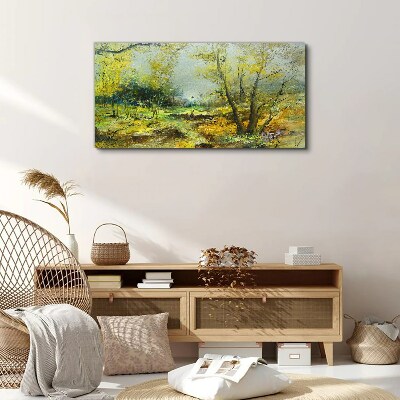 Bild auf leinwand Frühlingslandschaft mit Bäumen