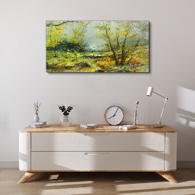 Bild auf leinwand Frühlingslandschaft mit Bäumen