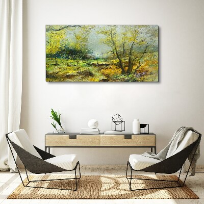 Bild auf leinwand Frühlingslandschaft mit Bäumen