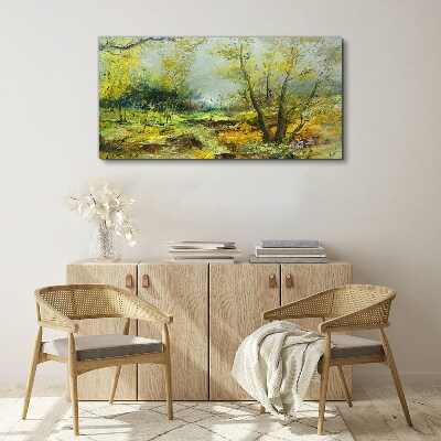 Bild auf leinwand Frühlingslandschaft mit Bäumen