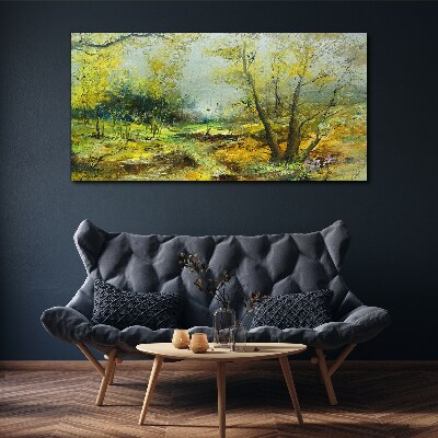 Bild auf leinwand Frühlingslandschaft mit Bäumen