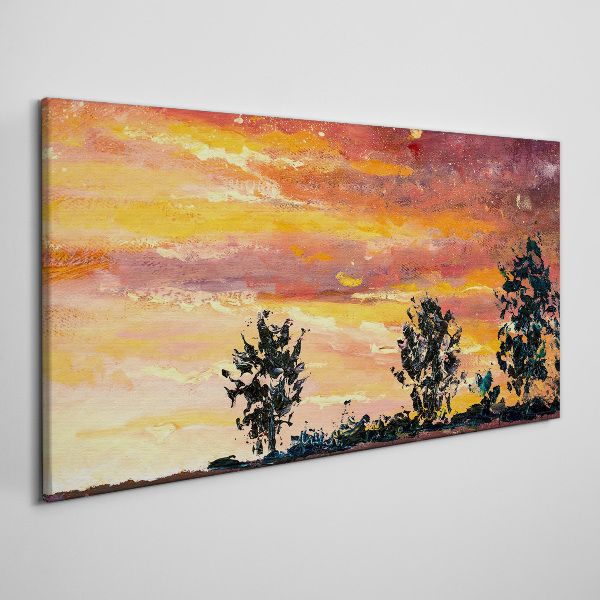 Foto auf leinwand Sonnenuntergang über den Bäumen