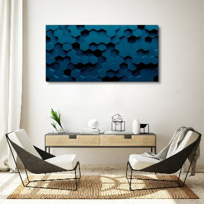 Foto leinwand Geometrische Sechsecke in Blautönen