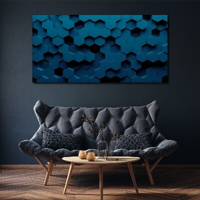Foto leinwand Geometrische Sechsecke in Blautönen