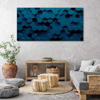 Foto leinwand Geometrische Sechsecke in Blautönen