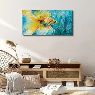 Foto auf leinwand Goldfische in gefärbtem Wasser