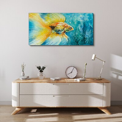 Foto auf leinwand Goldfische in gefärbtem Wasser