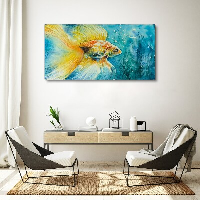 Foto auf leinwand Goldfische in gefärbtem Wasser