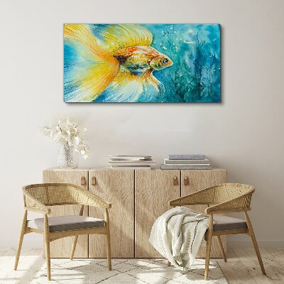 Foto auf leinwand Goldfische in gefärbtem Wasser