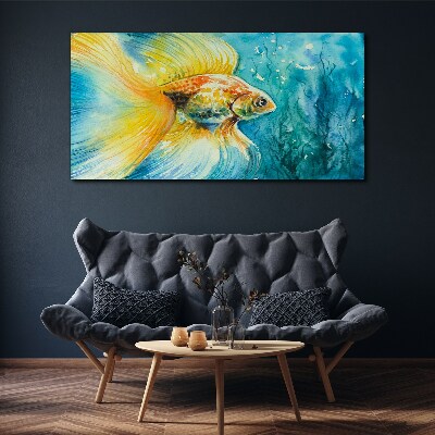 Foto auf leinwand Goldfische in gefärbtem Wasser